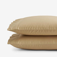 Solid Garment Washed Cotton Percale Pillowcase Set - Wheat, Standard,Wheat