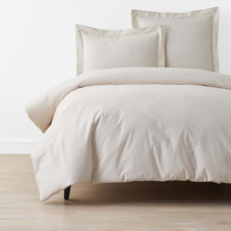 Solid Garment Washed Cotton Percale Duvet Cover - Buff, Twin/Twin XL,Buff