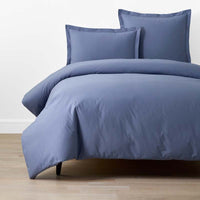Solid Garment Washed Cotton Percale Duvet Cover - Denim Blue, Twin/Twin XL,Denim Blue