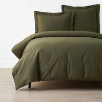 Solid Garment Washed Cotton Percale Duvet Cover - Olive, Twin/Twin XL,Olive