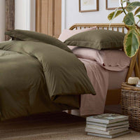 Solid Garment Washed Cotton Percale Duvet Cover - Olive, Twin/Twin XL,Olive