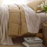 Solid Garment Washed Cotton Percale Comforter - Wheat, Full/Queen,Wheat
