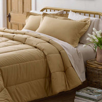 Solid Garment Washed Cotton Percale Comforter - Wheat, Full/Queen,Wheat