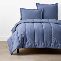 Solid Garment Washed Cotton Percale Comforter - Denim Blue, King/Cal. King,Denim Blue