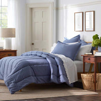 Solid Garment Washed Cotton Percale Comforter - Denim Blue, King/Cal. King,Denim Blue