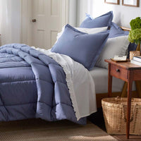 Solid Garment Washed Cotton Percale Comforter - Denim Blue, King/Cal. King,Denim Blue