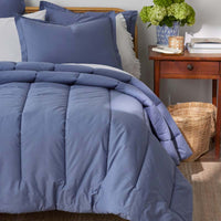 Solid Garment Washed Cotton Percale Comforter - Denim Blue, King/Cal. King,Denim Blue