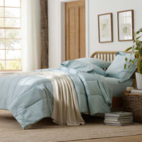Solid Garment Washed Cotton Percale Comforter - Cloud Blue, King/Cal. King,Cloud Blue