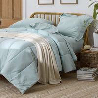 Solid Garment Washed Cotton Percale Comforter - Cloud Blue, King/Cal. King,Cloud Blue