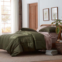 Solid Garment Washed Cotton Percale Comforter - Olive, Twin/Twin XL,Olive