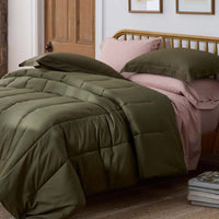 Solid Garment Washed Cotton Percale Comforter - Olive, Twin/Twin XL,Olive