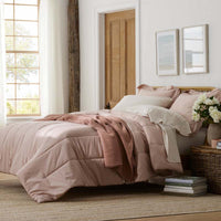 Solid Garment Washed Cotton Percale Comforter - Rose, King/Cal. King,Rose