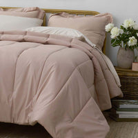 Solid Garment Washed Cotton Percale Comforter - Rose, King/Cal. King,Rose