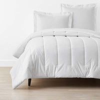 Solid Garment Washed Cotton Percale Comforter - White, Full/Queen,White
