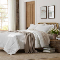 Solid Garment Washed Cotton Percale Comforter - White, Full/Queen,White