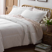 Solid Garment Washed Cotton Percale Comforter - White, Full/Queen,White