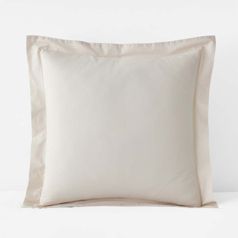 Solid Garment Washed Cotton Percale Sham - Buff, Euro,Buff
