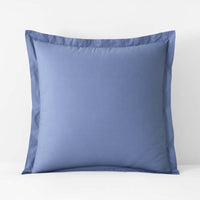 Solid Garment Washed Cotton Percale Sham - Denim Blue, Euro,Denim Blue