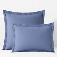Solid Garment Washed Cotton Percale Sham - Denim Blue, Standard,Denim Blue