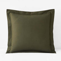 Solid Garment Washed Cotton Percale Sham - Olive, Euro,Olive