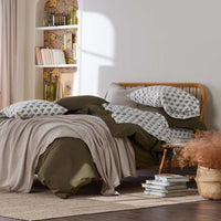 Solid Garment Washed Cotton Percale Sham - Olive, Standard,Olive