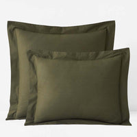 Solid Garment Washed Cotton Percale Sham - Olive, Standard,Olive