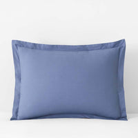 Solid Garment Washed Cotton Percale Sham - Denim Blue, Standard,Denim Blue