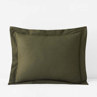 Solid Garment Washed Cotton Percale Sham - Olive, Standard,Olive