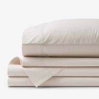 Solid Garment Washed Cotton Percale Bed Sheet Set - Buff, Twin XL,Buff