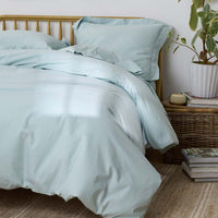 Solid Garment Washed Cotton Percale Bed Sheet Set - Cloud Blue, Twin XL,Cloud Blue
