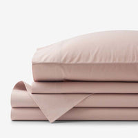 Solid Garment Washed Cotton Percale Bed Sheet Set - Rose, Twin XL,Rose