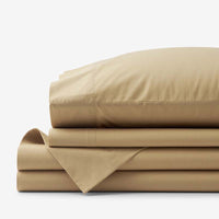 Solid Garment Washed Cotton Percale Bed Sheet Set - Wheat, Twin XL,Wheat