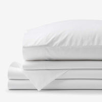 Solid Garment Washed Cotton Percale Bed Sheet Set - White, Twin XL,White