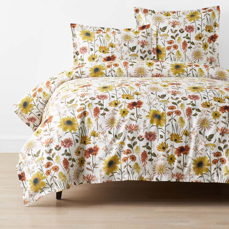 Daisies Classic Smooth Sateen Duvet Cover - Cream Multi, Full,Cream Multi