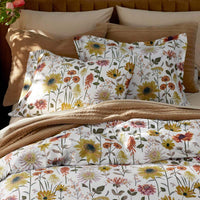 Daisies Classic Smooth Sateen Duvet Cover - Cream Multi, Full,Cream Multi