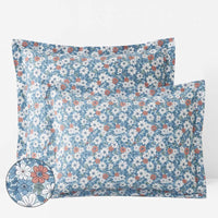 Julienne Classic Cool Cotton Percale Sham - Floral Blue, King,Floral Blue