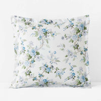 Manor Floral Premium Smooth Sateen Reversible Sham - Blue, Euro,Blue