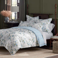 Manor Floral Premium Smooth Sateen Reversible Sham - Blue, King,Blue