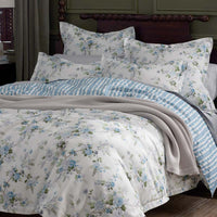 Manor Floral Premium Smooth Sateen Reversible Sham - Blue, King,Blue