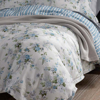 Manor Floral Premium Smooth Sateen Reversible Sham - Blue, King,Blue