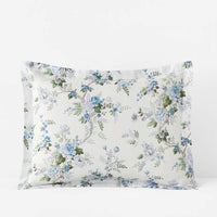 Manor Floral Premium Smooth Sateen Reversible Sham - Blue, King,Blue