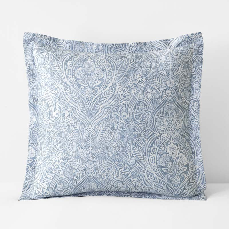 Paisley Grace Floral Premium Smooth Wrinkle-Free Sateen Sham - Blue, Euro,Blue
