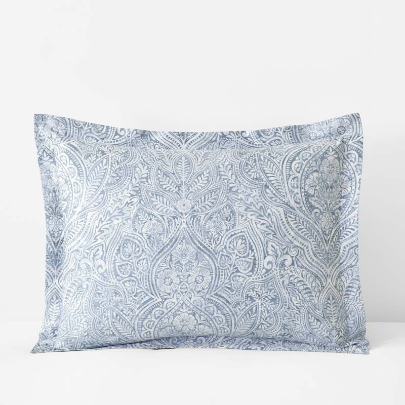 Paisley Grace Floral Premium Smooth Wrinkle-Free Sateen Sham - Blue, Standard,Blue
