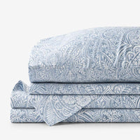 Paisley Grace Floral Premium Smooth Wrinkle-Free Sateen Bed Sheet Set - Blue, Queen,Blue