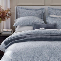 Paisley Grace Floral Premium Smooth Wrinkle-Free Sateen Bed Sheet Set - Blue, Queen,Blue