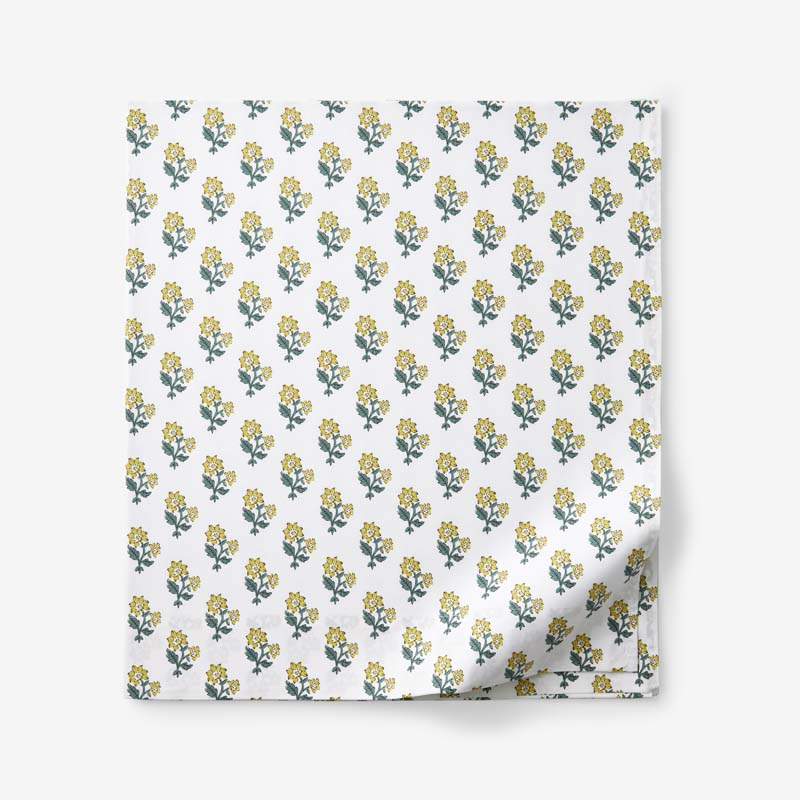 Suhana  Garment Washed Cotton Percale Flat Bed Sheet - Yellow, Full,Yellow