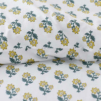 Suhana  Garment Washed Cotton Percale Flat Bed Sheet - Yellow, Full,Yellow