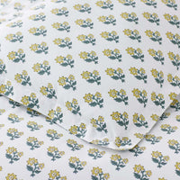 Suhana  Garment Washed Cotton Percale Flat Bed Sheet - Yellow, Full,Yellow