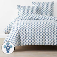 Suhana  Garment Washed Cotton Percale Duvet Cover - Blue, Twin/Twin XL,Blue
