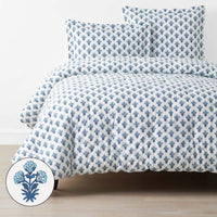 Suhana  Garment Washed Cotton Percale Comforter - Blue, King/Cal. King,Blue